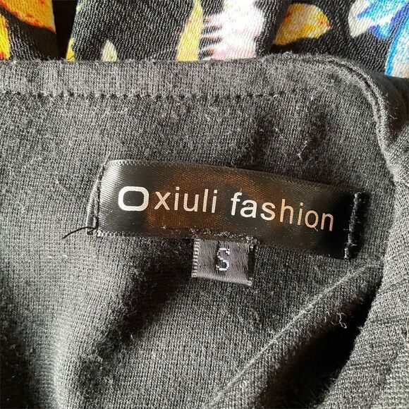 Oxiuli Women’s Dress Size S Fashion Fitted Waist Knit Black Floral - Picture 14 of 16